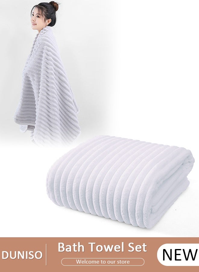 DUNISO منشفة استحمام 1 قطعة، منشفة خفيفة رقيقة سريعة الجفاف، منشفة فخمة سميكة من قماش الفليس المرجاني، منشفة استحمام صديقة للبشرة للاستخدام بعد الاستحمام، للياقة البدنية، اليوغا، السفر، الاستحمام - Image 1