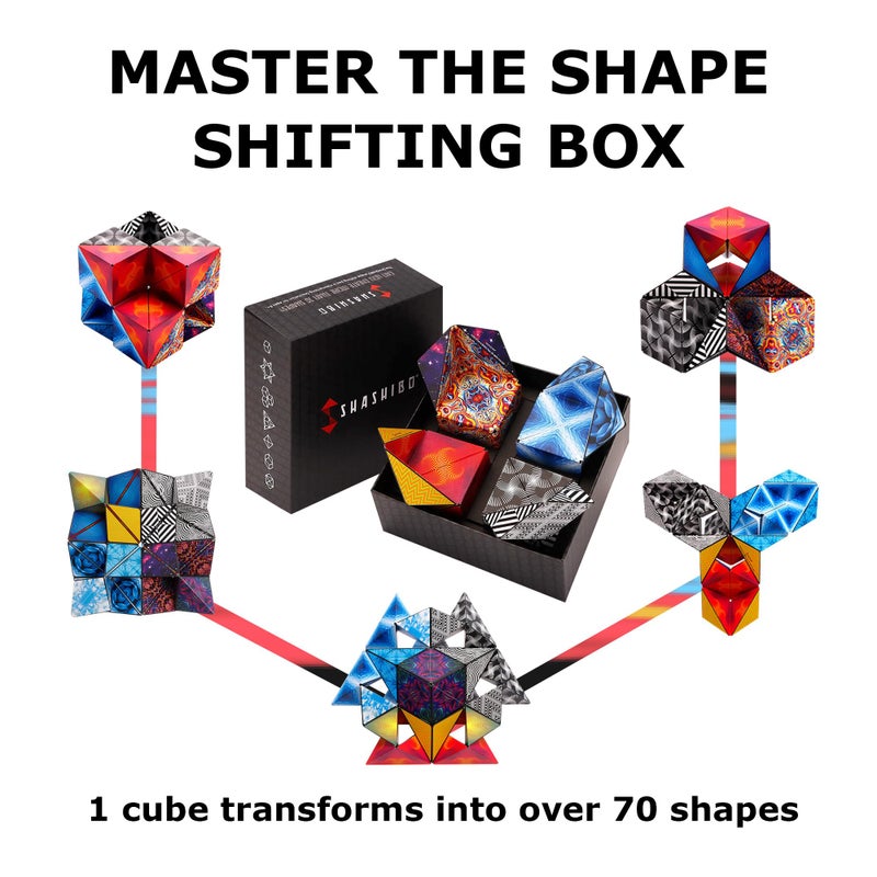 SHASHIBO Gift Box of 4- The Shape Shifting Box (36 Rare Earth Magnets) STEM/STEAM Fidget Geometric 3D Magnetic Transforming Magnetic Box Magic Cube - Image 4