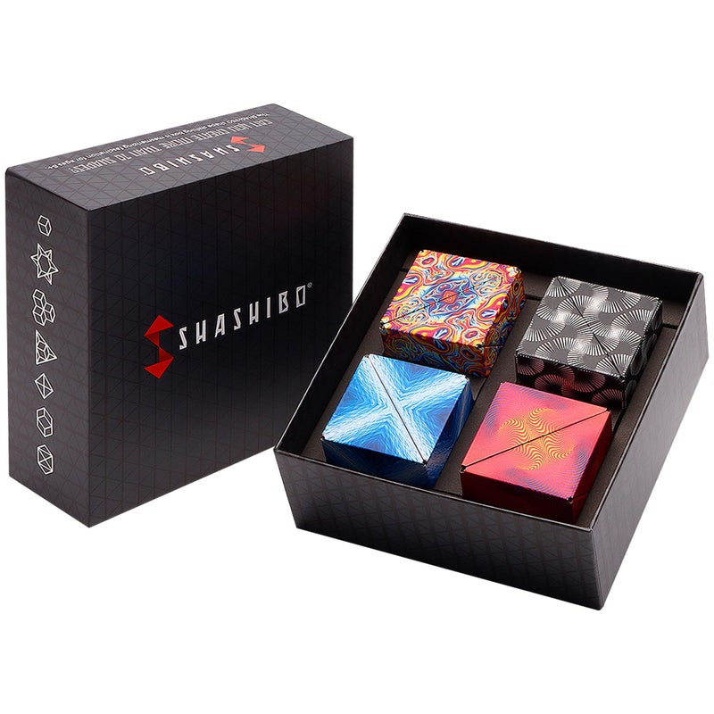 SHASHIBO Gift Box of 4- The Shape Shifting Box (36 Rare Earth Magnets) STEM/STEAM Fidget Geometric 3D Magnetic Transforming Magnetic Box Magic Cube - Image 1