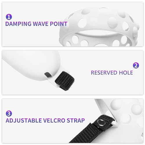 Careflection غطاء قبضة وحدة التحكم CAREflection لجهاز Oculus Quest 2 / Oculus Meta Quest 2 VR، مضاد للانزلاق، مضاد للرمي، مقاوم للخدش، غطاء واقي من السيليكون لعصا التحكم + حزام مفصل قابل للتعديل (أبيض) - Image 4