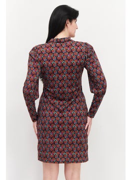promod Women Allover Printed Midi Dress, Purple Combo  - Image 4