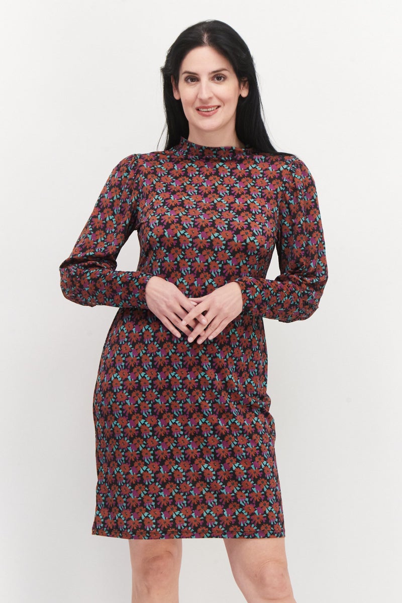 promod فستان ميدي مطبوع بالكامل للنساء، مجموعة بنفسجية - Image 1