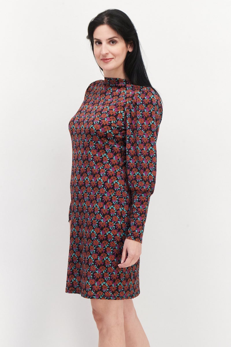 promod فستان ميدي مطبوع بالكامل للنساء، مجموعة بنفسجية - Image 3