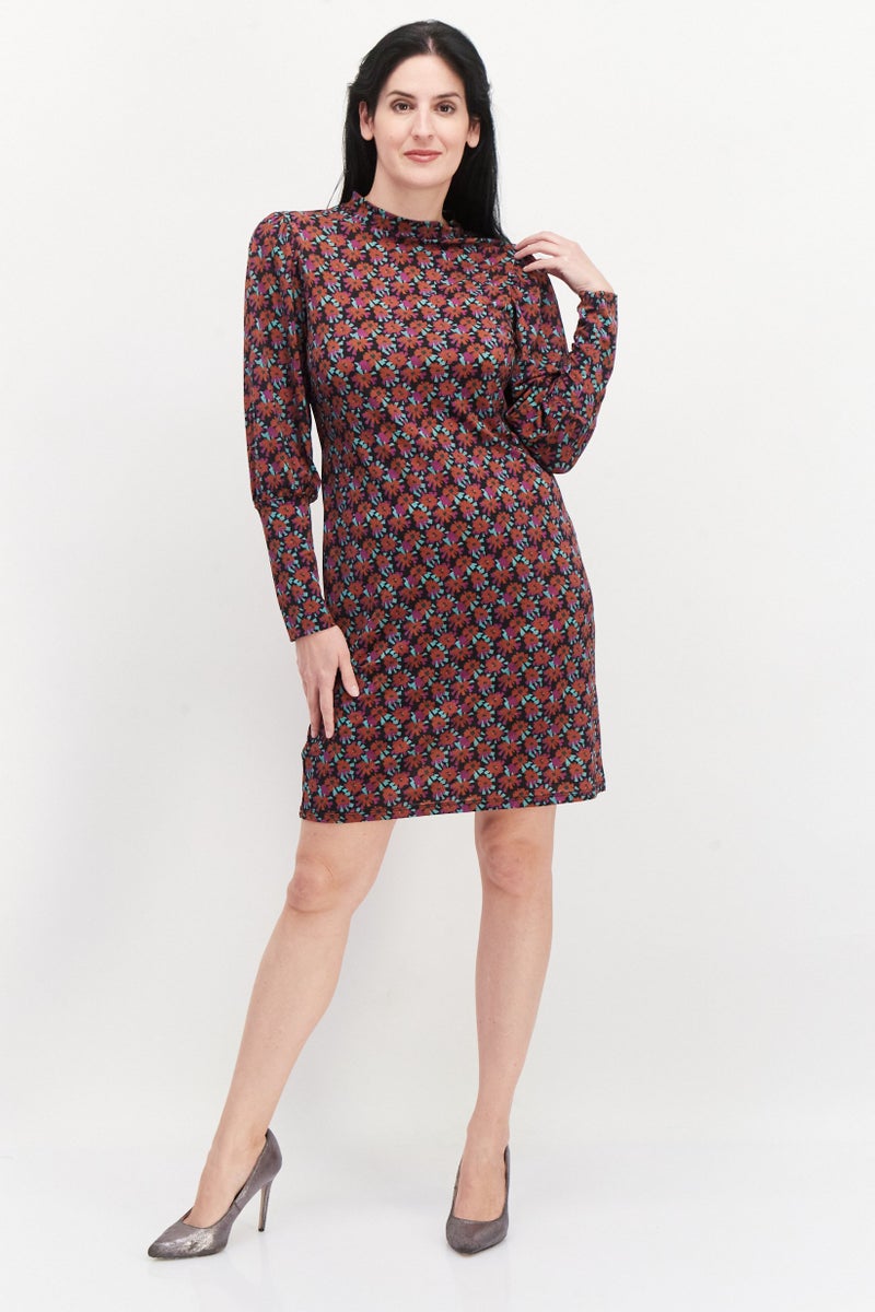 promod فستان ميدي مطبوع بالكامل للنساء، مجموعة بنفسجية - Image 4