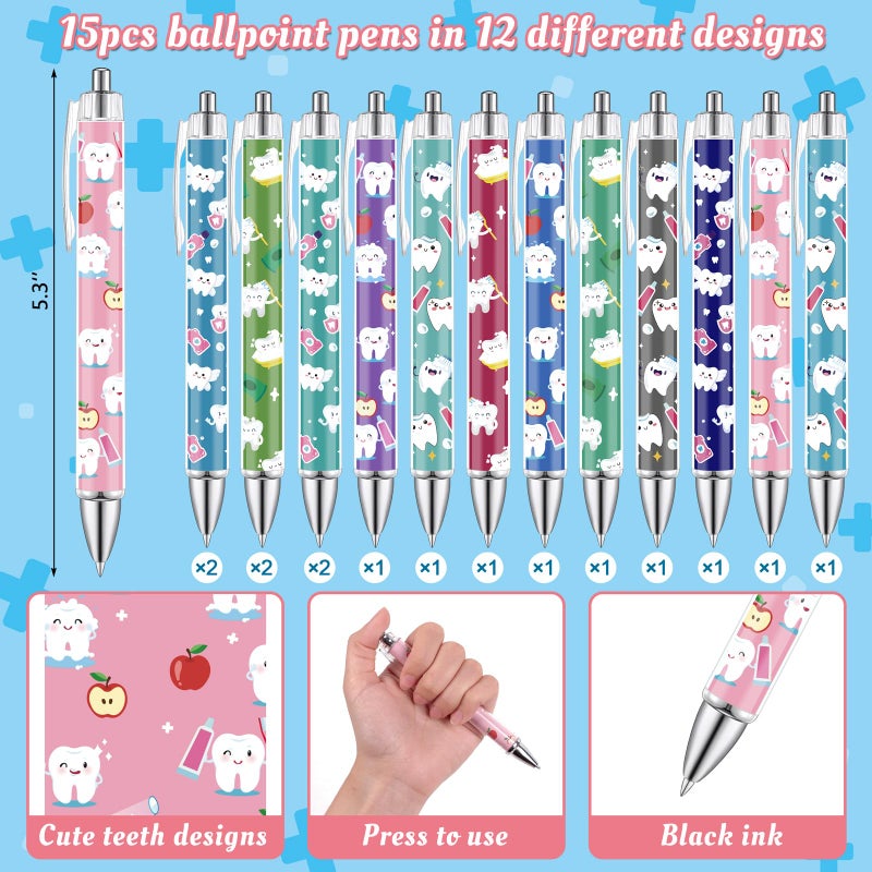 Seagoodbye 30Pcs Nurse Week Dental Assistant Appreciation Tooth-Shaped Sticky Notes and Ballpoint Pens Gifts, Dentist Post it Notepad for Employees Christmas Holiday Birthday Party Supplies - Image 3