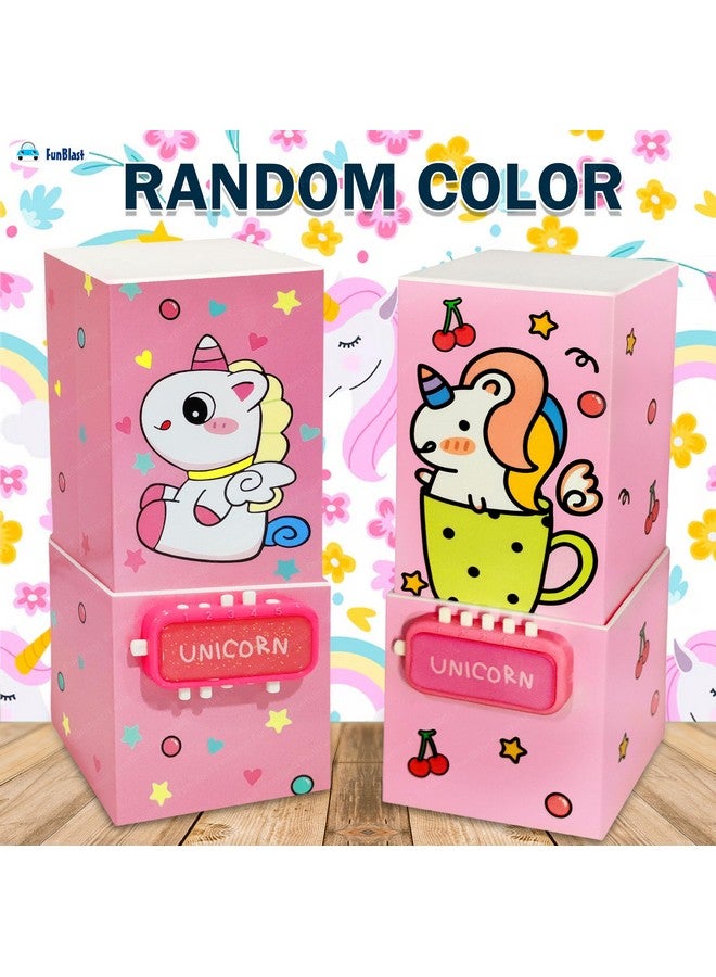 فنبلاست صندوق أقلام يونيكورن من فن بلاست للبنات - حافظة أقلام 2 في 1 وحامل أقلام طاولة، صندوق أقلام متعدد الطبقات مع قفل رمزي للفتيات في المدرسة، حافظة منظم أدوات مكتبية للأطفال (طباعة عشوائية) - Image 4