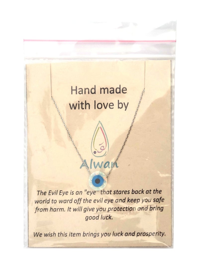 Alwan Silver Necklace With A Blue Opal Evil Eye - Image 4