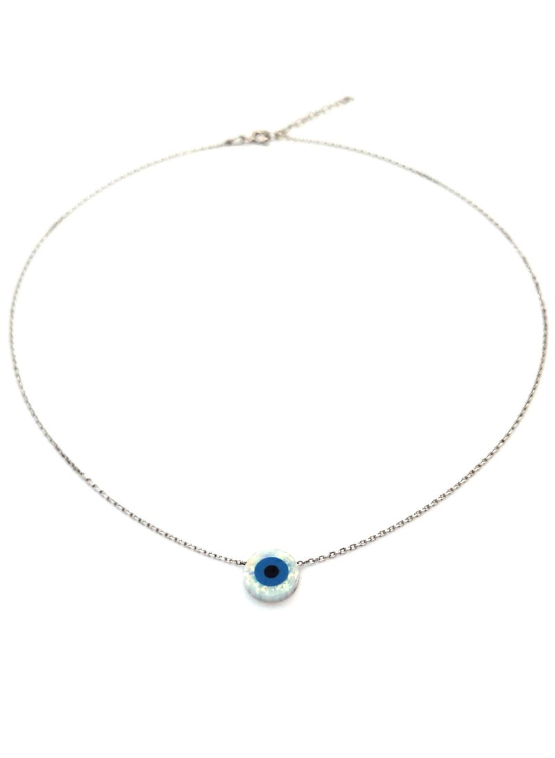 Alwan Silver Necklace With A Blue Opal Evil Eye - Image 1