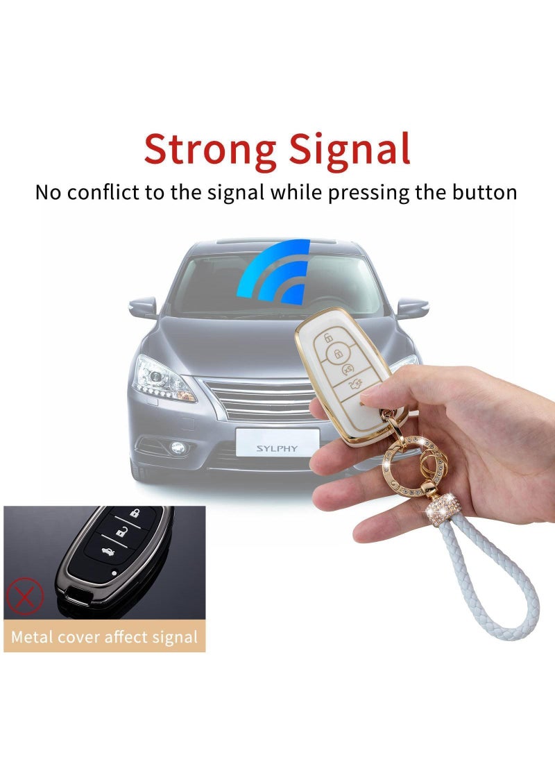 Sweet seven حامي مفتاح فورد من TPU الناعم مع حبل مفاتيح - متوافق مع فورد إيدج إسكايب إكسبيديشن إكسبلورر فيوجن موستانج رينجر F-150 F-250 - غلاف مفتاح ذكي - Image 2