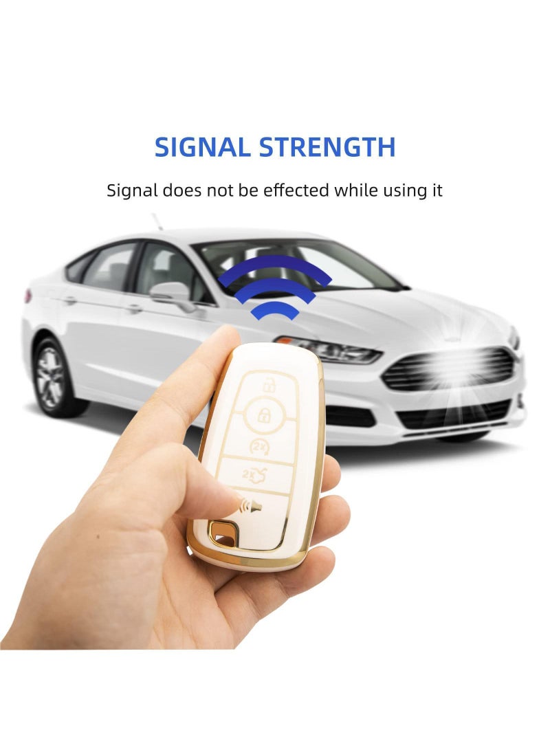 Sweet seven حامي مفتاح فورد من TPU الناعم مع حبل مفاتيح - متوافق مع فورد إيدج إسكايب إكسبيديشن إكسبلورر فيوجن موستانج رينجر F-150 F-250 - غلاف مفتاح ذكي - Image 3