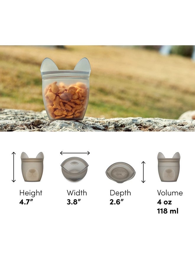 Zip Top Reusable 100% Silicone Baby + Kid Snack Containers- The only containers that stand up, stay open and zip shut! No Lids! Made in the USA - Gray Dog - Image 3