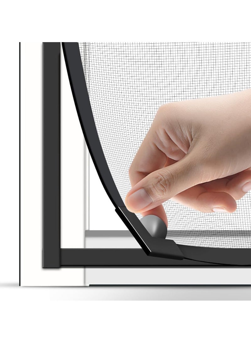 انسجام شاشة نافذة مغناطيسية مضادة للبعوض لحماية نافذة المنزل من الحشرات والحشرات وشبكة ناموسية ستارة شبكية دقيقة DIY نافذة شاشة بإطار كامل شريط مغناطيسي - 100 × 100 سم - Image 1