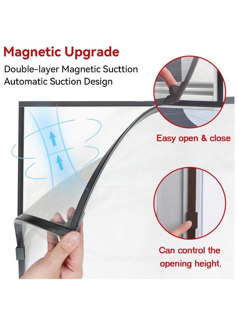 انسجام شاشة نافذة مغناطيسية مضادة للبعوض لحماية نافذة المنزل من الحشرات والحشرات وشبكة ناموسية ستارة شبكية دقيقة DIY نافذة شاشة بإطار كامل شريط مغناطيسي - 100 × 100 سم - Image 3