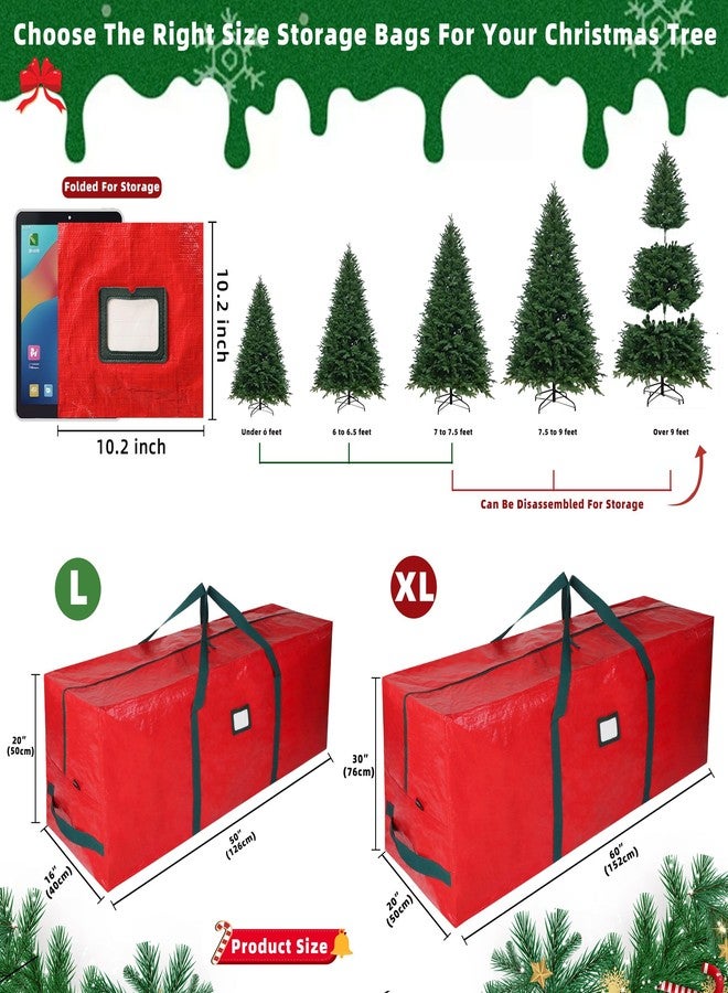 lucdnc Large Christmas Tree Storage Bags Heavy Duty Tree Bags Holiday Storage Bags Protects From Moisture Or Dust,Alternative To Xmas Tree Storage Box (Red, 9 Ft) - Image 3