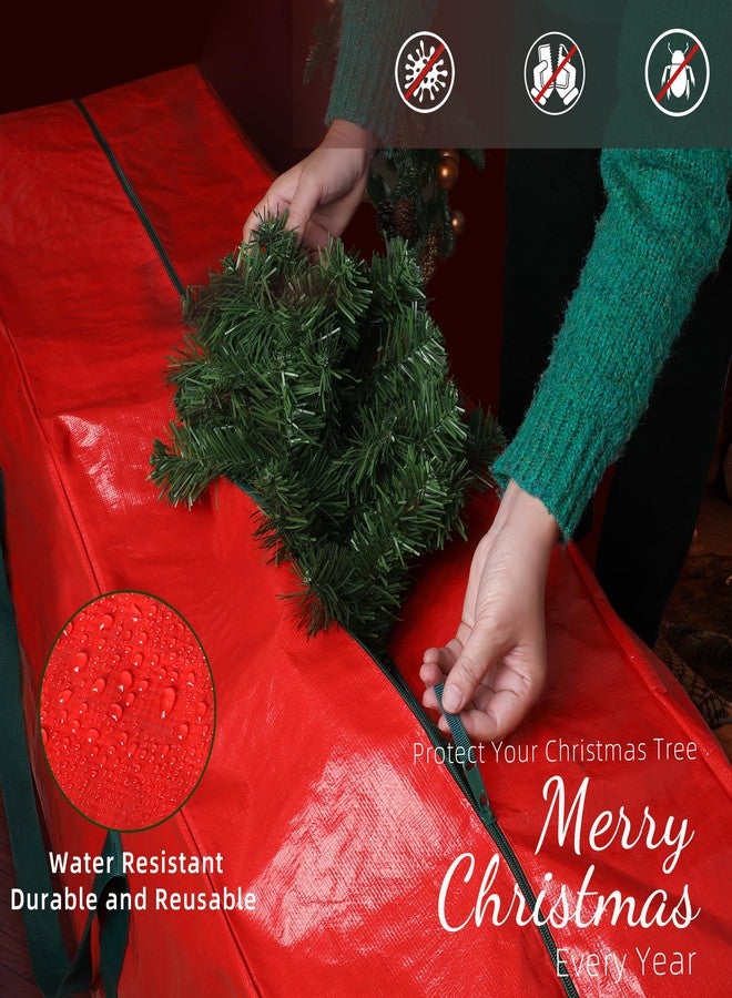 lucdnc Large Christmas Tree Storage Bags Heavy Duty Tree Bags Holiday Storage Bags Protects From Moisture Or Dust,Alternative To Xmas Tree Storage Box (Red, 9 Ft) - Image 2