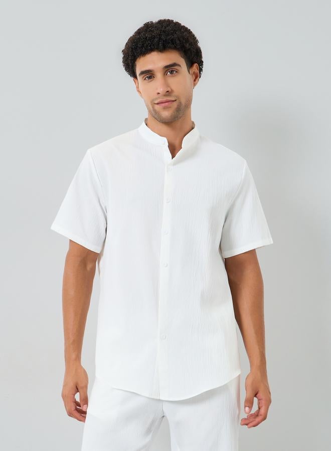 تايك تو طقم رجالي قميص وبنطلون بياقة واقفة سادة - Image 2