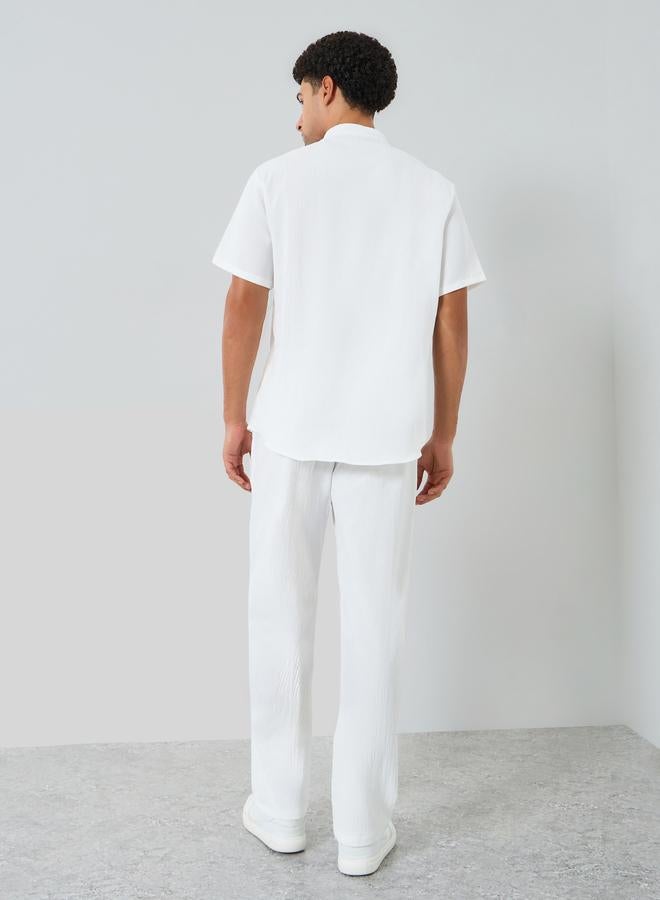 تايك تو طقم رجالي قميص وبنطلون بياقة واقفة سادة - Image 5