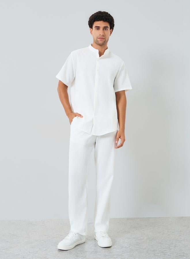 تايك تو طقم رجالي قميص وبنطلون بياقة واقفة سادة - Image 1