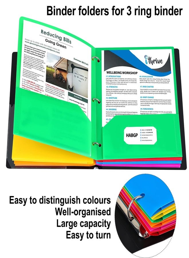 HABGP Colored File Folders with Pockets 3 Hole Punched, Plastic Folders with Prongs and Business Card Holder, Office Binder Folders for Documents, Filing Cabinet, Report, Presentation - Image 4