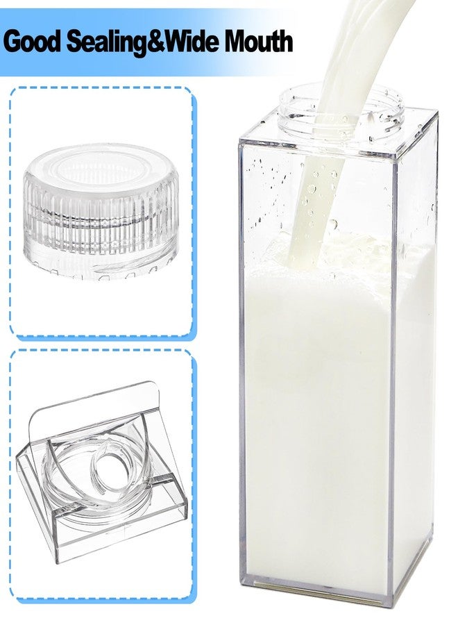 Bekith 2 Pack 64 Oz Large Milk Carton Water Bottle, Clear Plastic Milk Bottle with Cleaning Brush, Portable Leakproof Square Juice Bottle Reusable Milk Container for Outdoor Sports Travel Camping - Image 3