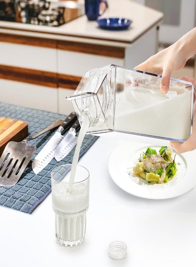 Bekith 2 Pack 64 Oz Large Milk Carton Water Bottle, Clear Plastic Milk Bottle with Cleaning Brush, Portable Leakproof Square Juice Bottle Reusable Milk Container for Outdoor Sports Travel Camping - Image 5