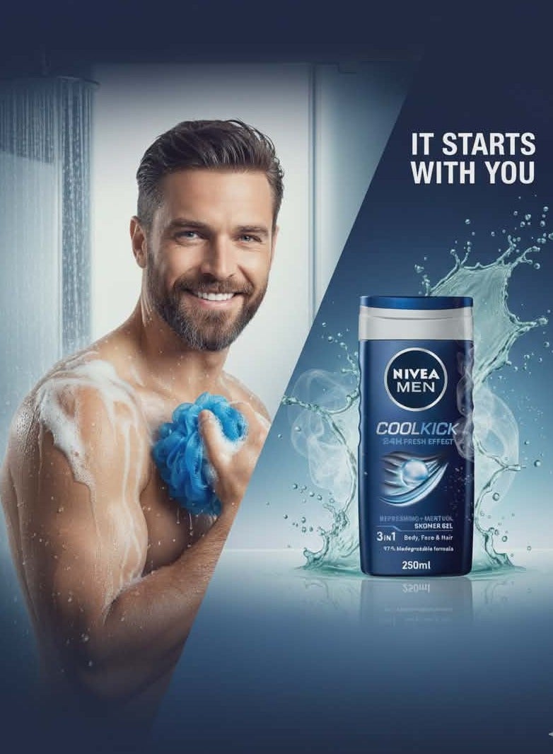 Nivea Men Cool Kick 24H Fresh effect  250 ml - Image 3