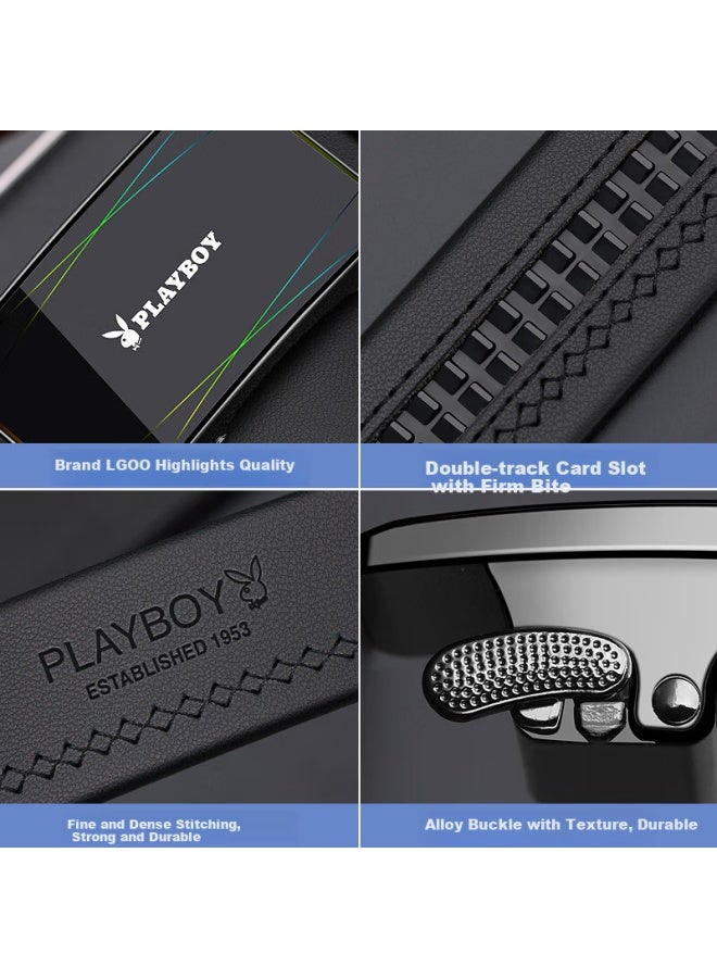 Playboy Men's Automatic Buckle Belt Gift Box, Cowhide Trouser Belt, Gift For Husband Or Boyfriend, Qixi Valentine's Day Gift Box - Image 3