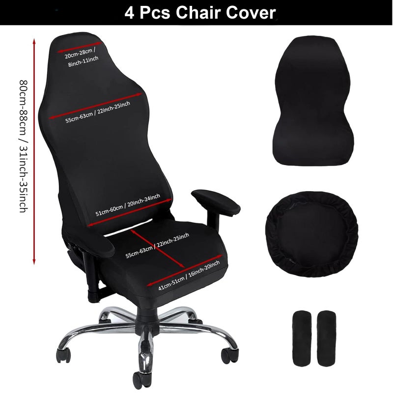 Master Pink Gaming Chair Cover, Ergonomic Office Computer Game Chair Slipcovers, Stretchy Polyester Covers, 4pc/Set with Armrest Covers/Back/Seat Cover for Reclining Racing Gaming Chair Black - Image 2