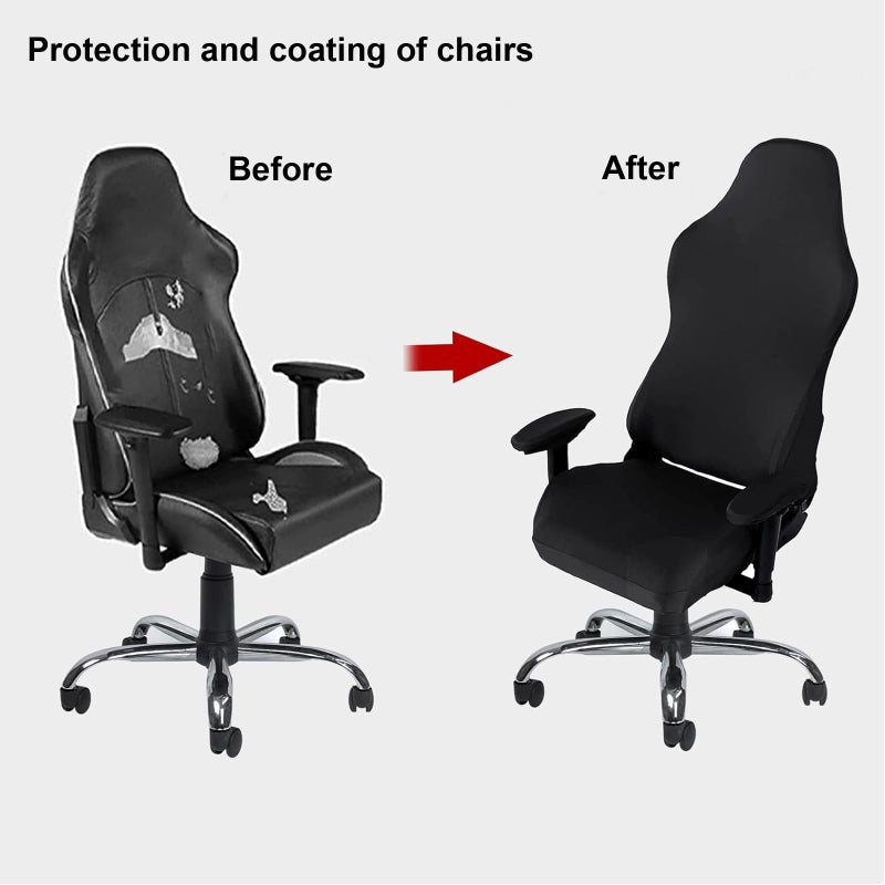 Master Pink Gaming Chair Cover, Ergonomic Office Computer Game Chair Slipcovers, Stretchy Polyester Covers, 4pc/Set with Armrest Covers/Back/Seat Cover for Reclining Racing Gaming Chair Black - Image 3