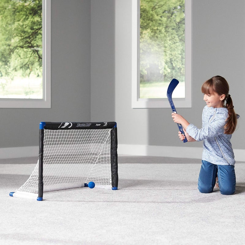 Franklin Sports unisex teen Franklin Sports Tampa Bay Lightning Mini Hockey Set Knee Hockey Goal Ball 2 Hockey Stick Combo, Tampa Bay Lightning, 28 x 20 12 US - Image 2