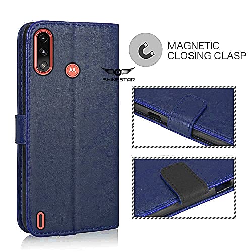 SHINESTAR Moto E7 Power Flip Back Cover | PU Leather Flip Cover Wallet Case with TPU Silicone Back Case Cover for Motorola Moto E7 Power - (Ultimate Blue) - Image 2