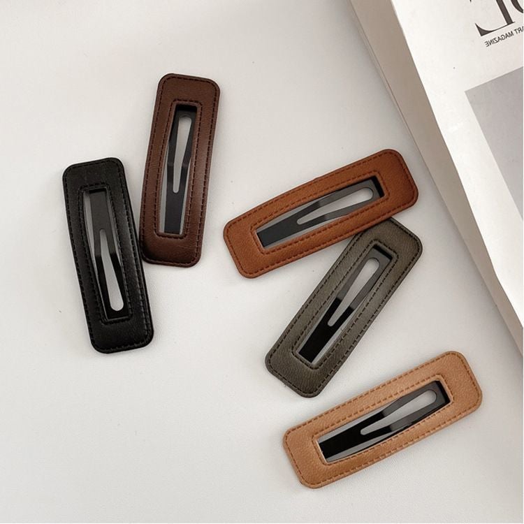 Generic New Korean Leather Broken Hairpin Side Clip Girl Internet Red Top Clip Side Medium Bb Clip Bangs Clip Headwear All-match All-match Fashion 5 Pack