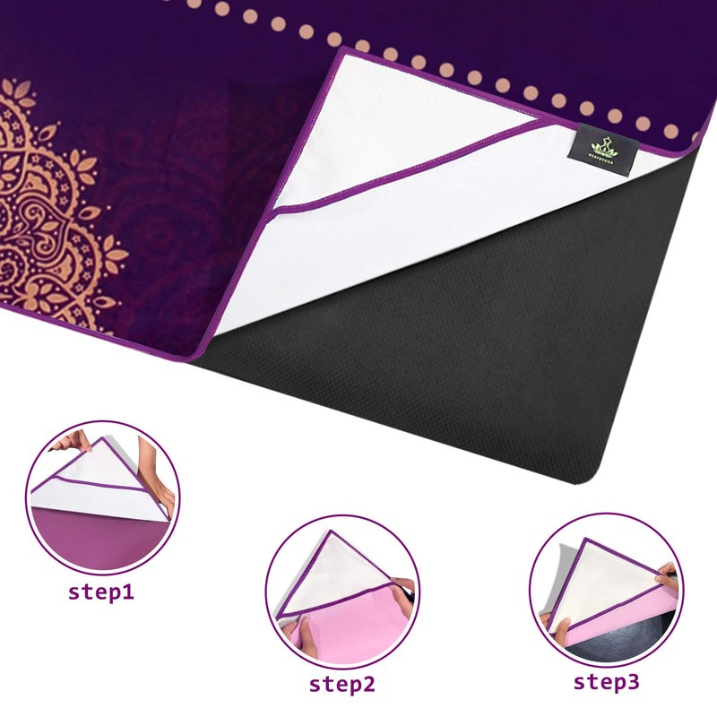 Heathyoga Non Slip Hot Yoga Towel, 100% Microfiber Non Slip Yoga Mat Towel for Hot Yoga, Pilates and Fitness, Exclusive Corner Pockets Design + Free Spray Bottle - Image 4