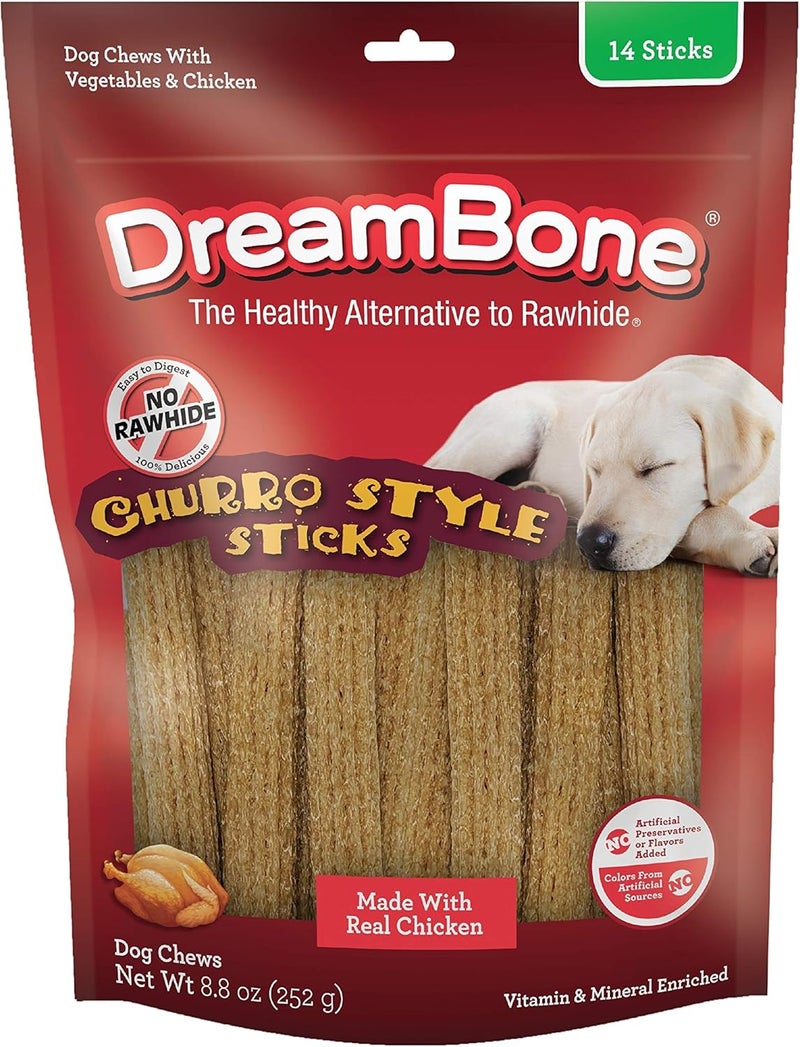 Dreambone Churro-Style Dog Sticks, Treat Your Dog to a Chew Made with Real Chicken 14 Count (Pack of 1) - Image 1
