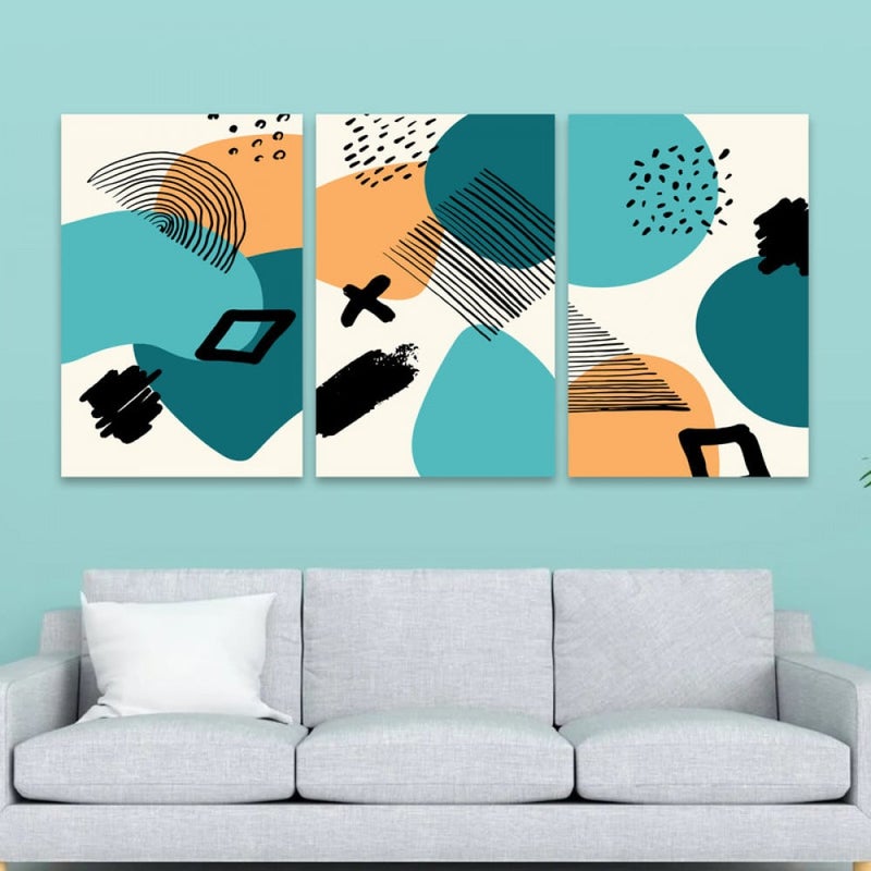 Marktna Three luxurious modern canvas prints with a hollow frame, measuring (90×40), three pieces - Image 1