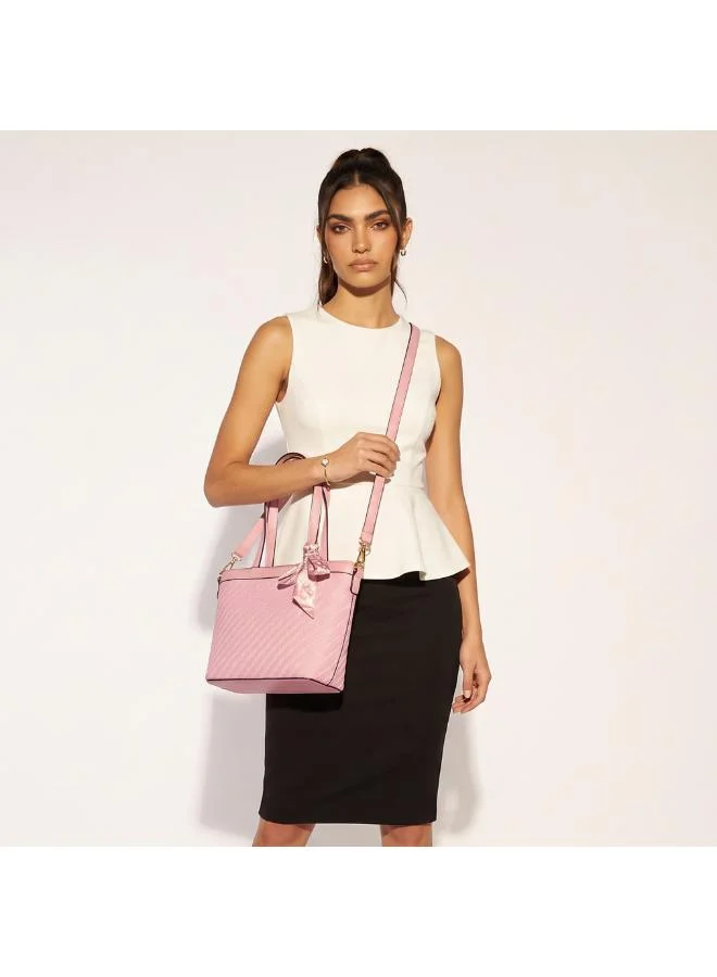 Sasha Sasha Textured Tote Bag with Scarf Accent