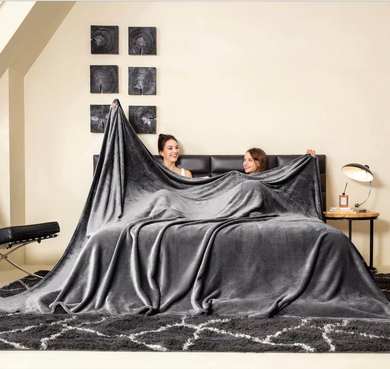 COOVA Oversized King Fleece Blanket 120x138 inches Soft Cozy Warm Giant Extra Large 10x115 Blanket for Bed Sofa CouchTravel Camping California Huge Flannel Big Throw Blanket Dark Grey