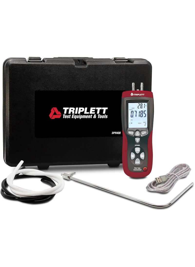 Triplett Triplett DPR400 Differential Airflow MeterPitot Tube Anemometer  Pressure Air Velocity Air Flow Temperature  - Image 2