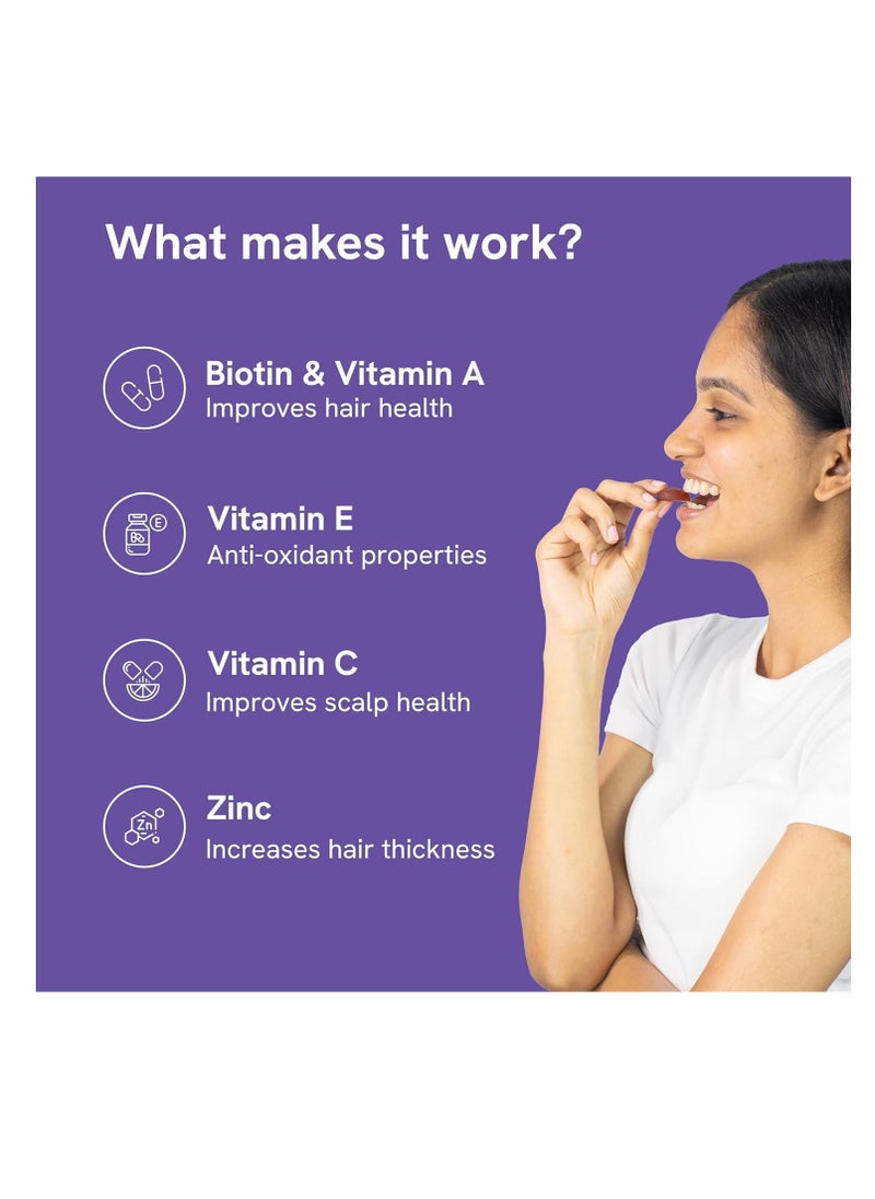 Be Bodywise - Biotin Hair Gummies for Stronger  Shinier Hair and Nails  30 Day Pack   With Biotin Zinc, Folic Acid  Fibre and Multivitamin  Strawberry Flavour No Added Sugar  Gut Friendly - Image 1