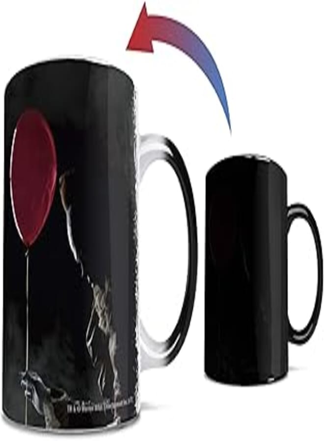 Morphing Mugs IT The Movie - Pennywise the Dancing Clown and Georgie - One 11 oz Color Changing Heat Sensitive Ceramic Mug – Image Revealed When HOT Liquid Is Added!
