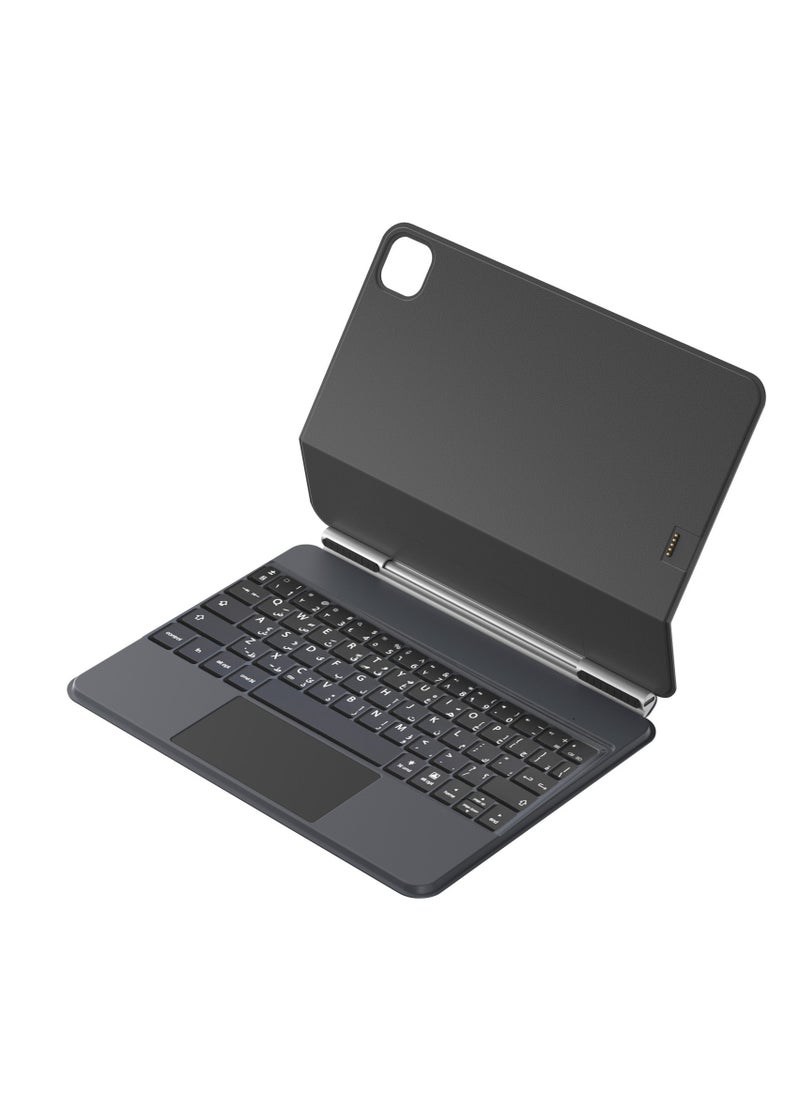 FlashHawk Arabic English Wireless Magic Keyboard,Connect Through Contacts,No Bluetooth Required,Wireless Tablet Keyboard for iPad Pro 11-inch, iPad Air 4/5 10.9-inch Black  - Image 1
