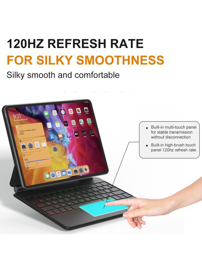 FlashHawk Arabic English Wireless Magic Keyboard,Connect Through Contacts,No Bluetooth Required,Wireless Tablet Keyboard for iPad Pro 11-inch, iPad Air 4/5 10.9-inch Black  - Image 3