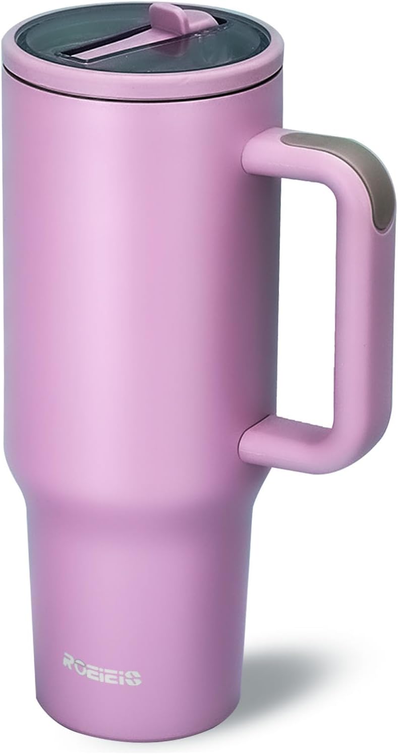 ROEIEIS 40oz Tumbler with Handle and Straw Lid 1200ml Insulated Travel Mug Cup Double Wall Vacuum Reusable Stainless Steel Water Bottle Leak proof - Image 1