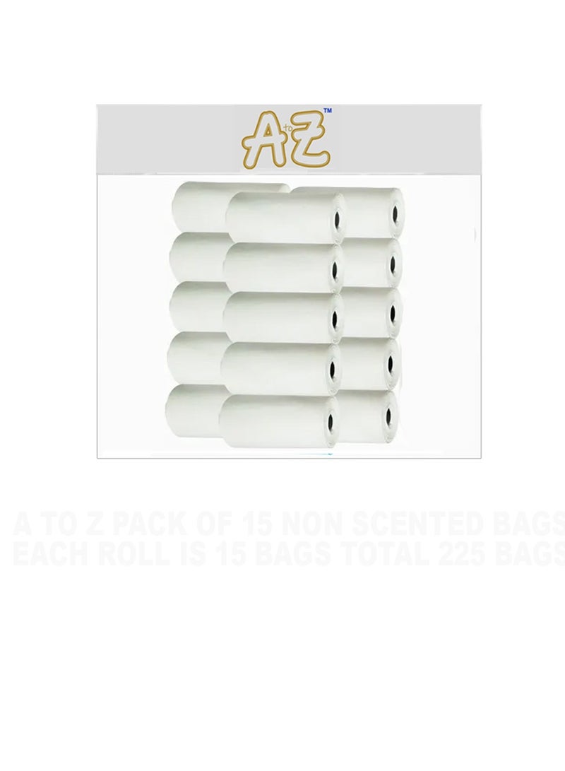A to Z Disposable Non Scented Bag 22 x 32cm Count 225 Pack of 15 - White - Image 1