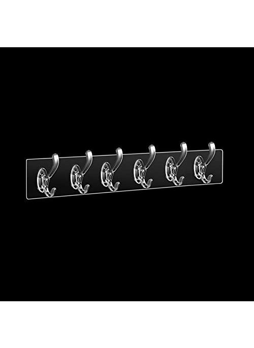 SGMSC SGMSC Self Adhesive 6 in 1 Hook Sticker Strip for Wall Hanging MultiPurpose Item Heavy Duty Sticky Hooks for Hanging Reusable Waterproof Transparent Pack of 1  - Image 1