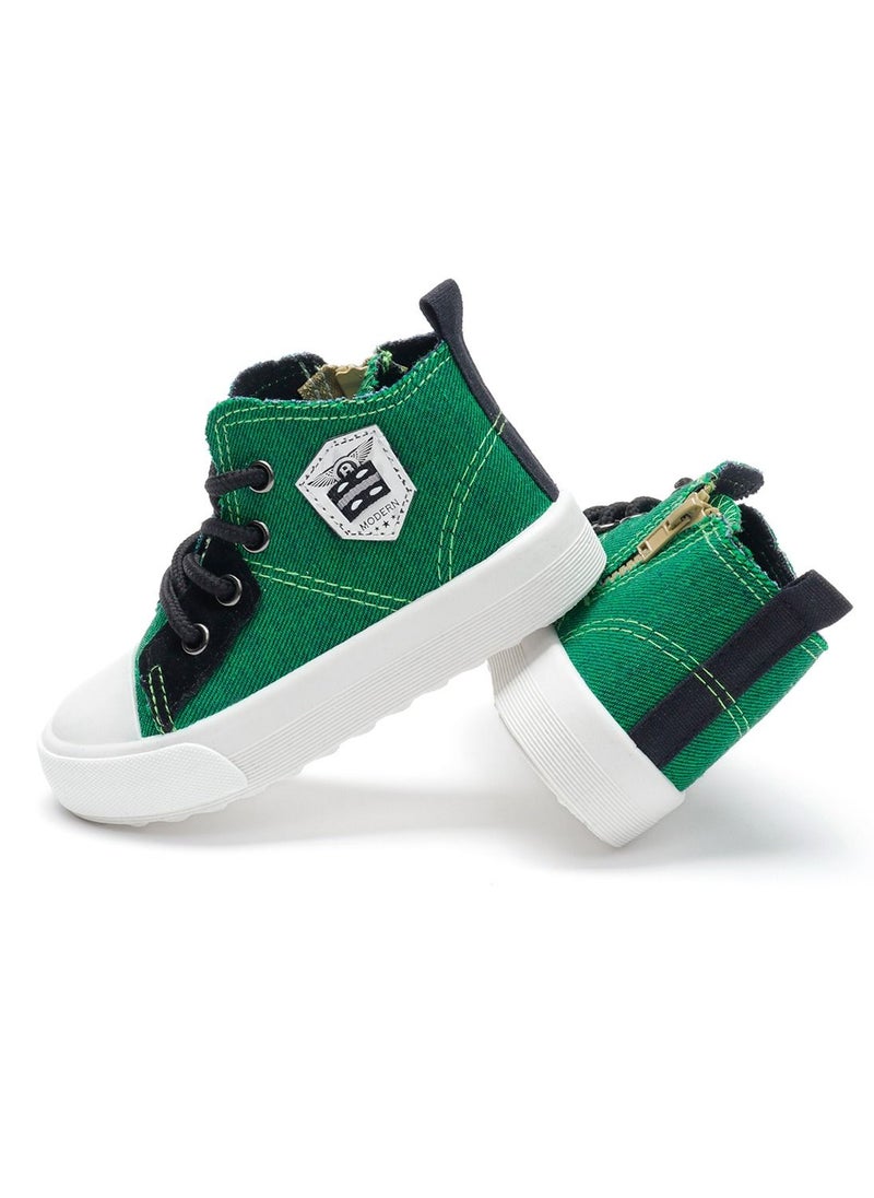 Loquat - Children's High Top Sneakers Side Zipper Canvas Shoes For Kids Multicolor - Image 1