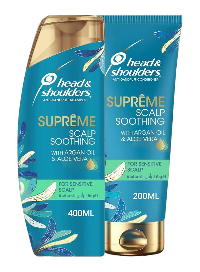 Head & Shoulders Anti Dandruff Shampoo Sensitive Scalp Care with Argan Oil & Aloe Vera 400ml & Hair Conditioner for Sensitive Scalp with Argan Oil & Aloe Vera Soothing Care 200ml Bundle