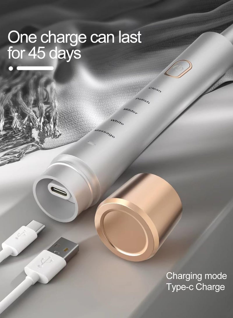 Electric Toothbrush, Sonic Toothbrushes with 8 Brush Heads 31000 VPM 5 Modes and 2 Minutes Smart Timer, Fast Charge 2 Hours Last 30 Days, Rechargeable Electric Toothbrush for Adult (White) - Image 5