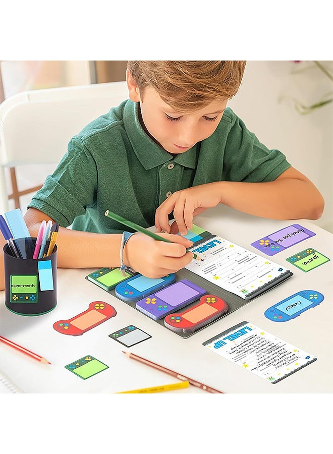 إم إكس إن مجموعة ملاحظات لاصقة، 550 ورقة، علامات تبويب ملاحظات لاصقة على شكل وحدة تحكم ألعاب، وسادات ملاحظات ذاتية اللصق للألعاب، للوازم المكتبية والمدرسة - Image 4