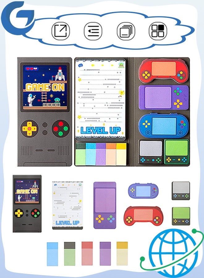 إم إكس إن مجموعة ملاحظات لاصقة، 550 ورقة، علامات تبويب ملاحظات لاصقة على شكل وحدة تحكم ألعاب، وسادات ملاحظات ذاتية اللصق للألعاب، للوازم المكتبية والمدرسة - Image 1